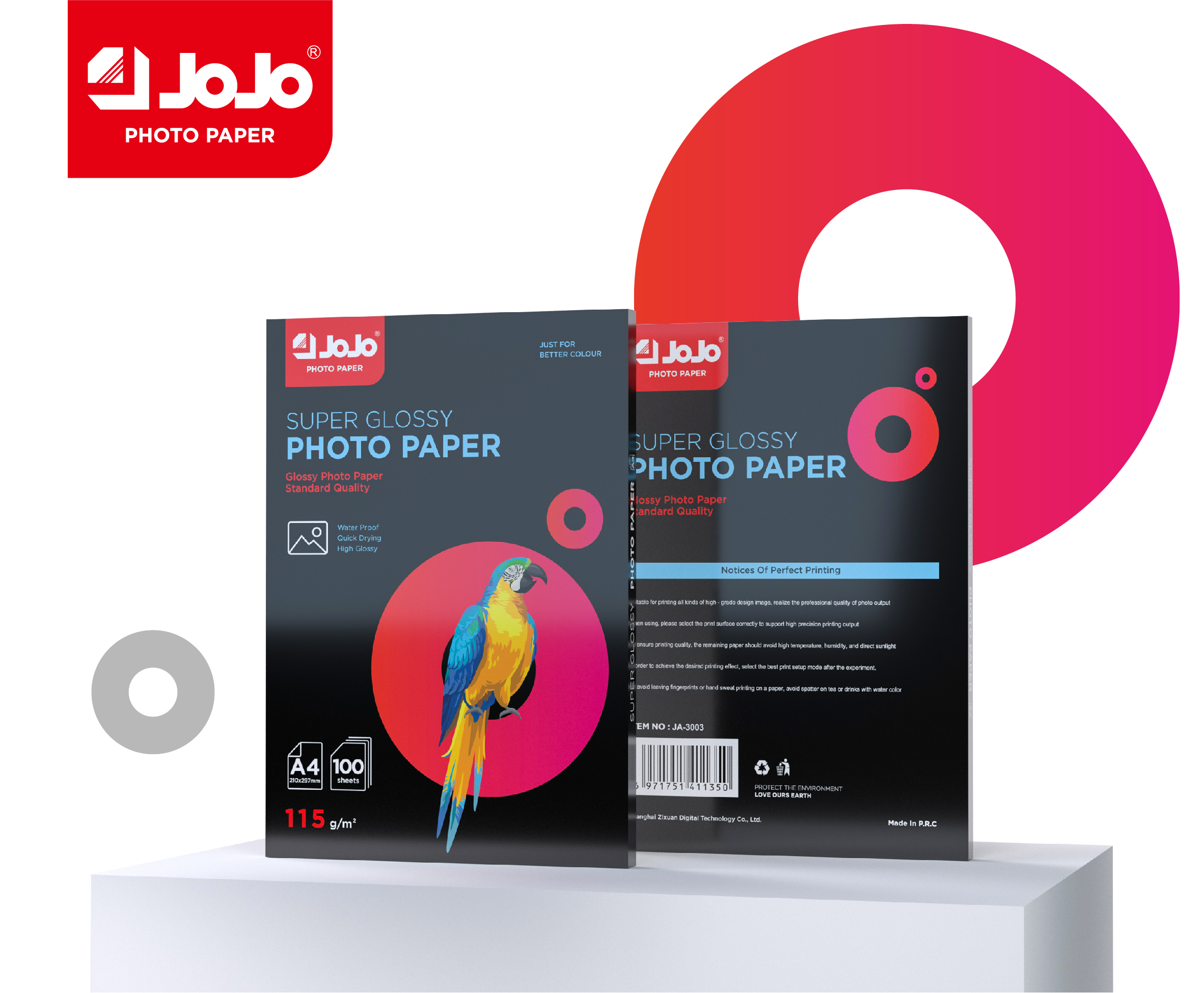115g one side glossy A4 100sheets with colour box