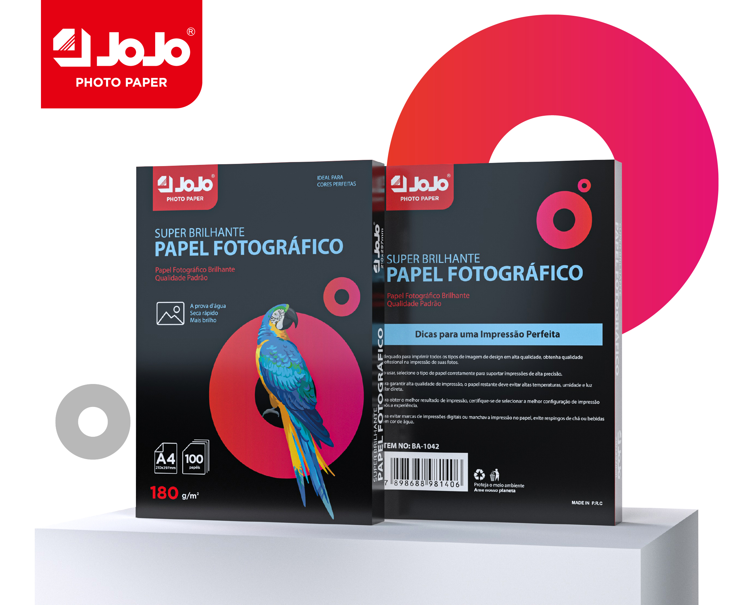 180g one side glossy A4 20sheets with colour box