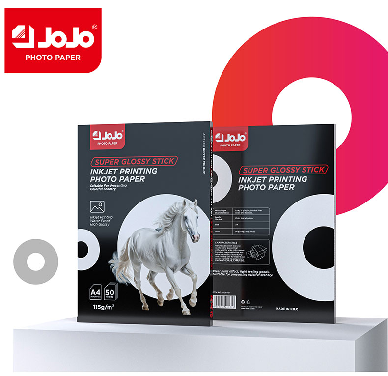 115g High Gloss Self-Adhesive Photo Paper with new colour box JS-3016-1