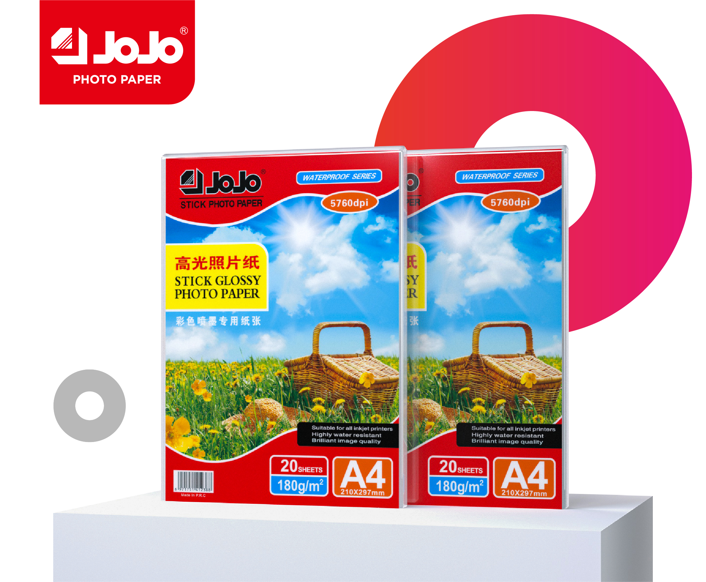 180g Good Viscosity Self-Adhesive Photo Paper with classic colour box